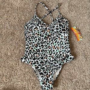 Woman’s one piece swim suit.